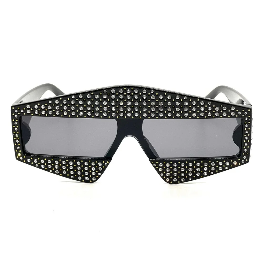 Men Rhinestone Diamond Studded Geometric Sunglasses Fashion Party Eyewear Lentes